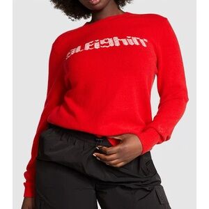 PINK by Victoria's Secret Collegiate Knit Crewneck Sweater Red